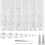 NEBURORA 13000 Pcs White Flat Back Pearl trousse 8 Tailles avec Tweezer et Picker Pencil Flatback Pearl Perles demi rondes pour l'artisanat DIY Artisanat Nails Maquillage Chaussures Coque Téléphone