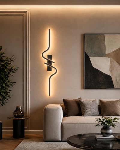 Image of FILLISKA Led Wall Highlighter Light, 3-in-1 Colour Changing, Luxurious Wall Decor (18 Watt MattBlack Wave-626)