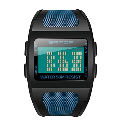 Preisvergleich Produktbild DESHOME 50m wasserdichte Uhr, elektronische geführte Sport-Armbanduhren mit leuchtender Alarmkalender-Stoppuhr, für Männer, Jugendliche und Junioren,Blue