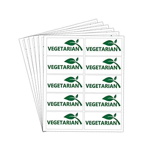 Vegetarische Aufkleber, vegane Lebensmitteletiketten für Restaurant, Lebensmittelgeschäft, Bäckerei, 5,1 x 2,5 cm, Sandwich-Salat-Etiketten, 500 Stück pro Packung