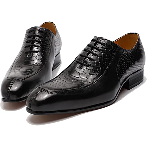Men's Business Casual Dress Shoes Lace-Up Formal Oxfords Wedding Party Wingtip Derbys Classic Brogues Shoes,Black-46