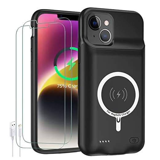 Battery Case for iPhone 14, Upgraded10000mAh High Capacity Rechargeable Portable Protective Extended Charger Case Wireless Charging Compatible with iPhone 14 (6.1 inch) Charging Cover& Carplay (Black)