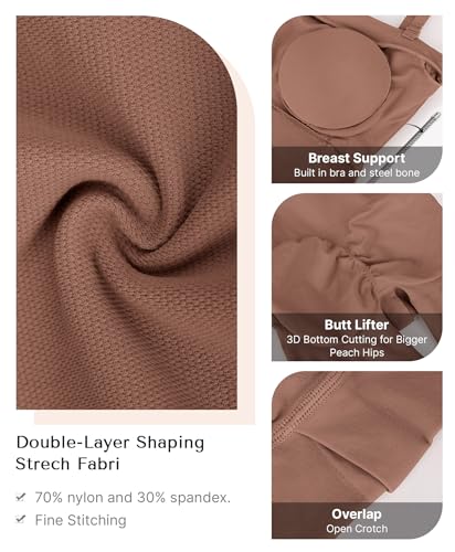 Image of SHAPELLX Women's Shapewear Bodysuits Tummy Control Butt Lifter Body Shaper Strapless Seamless Mid Thigh Jumpsuit Tops