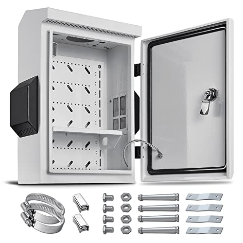 Outdoor Electrical Box, Cold-Rolled Steel Plate, Aluminum Alloy Back Beam, One-Piece Ventilation Design, IP65 Waterproof, Wall/Pole Mounted (15.7" x 11.8" x 5.9") by namunanee - Used condition - US$77.76