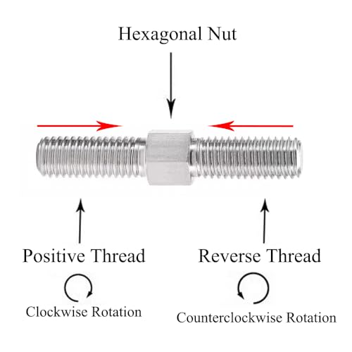 4 Stück Edelstahl 304 Sechskantkopf Bolzenstangen mit Doppeltem Ende, Links/Rechts Gewindestangen mit Doppeltem Ende Gewindestangen Bolzen, M6 x 60mm