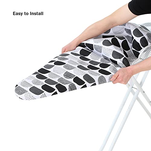 Ironing Board Cover and Pad Standard Size 15\" x 54\",3 Pairs of Hook and Loop Fastener Straps,Elastic Edges,Cotton Iron Board Cover with Scorch Resistant Thick Padding(Semi-Circle) - Thumbnail 5