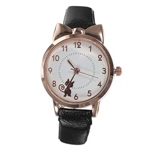 Veemoon Damenuhr Katze Cartoon-Uhr