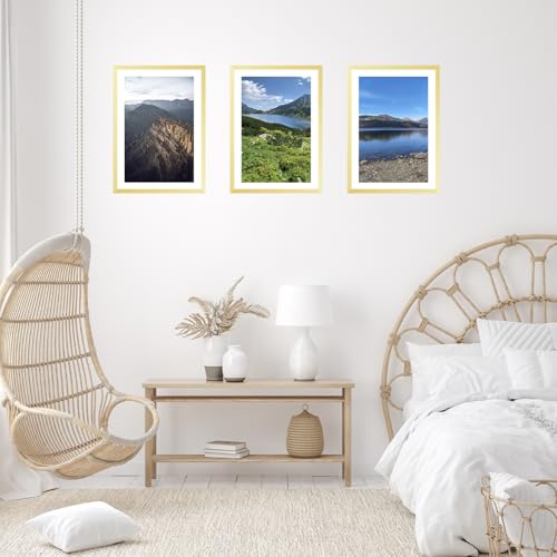 Image of JCJMY 13x20 Picture Frame with 11x17 Mat, Display Photo 11x17 with Mat or 13 x 20 Without Mat, Wall Hanging Large 13 by 20 Poster Frame with Plexiglass, Gold