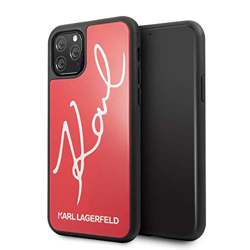 Glitter Karl Signature KLHCN65DLKSRE Coque pour iPhone 11 Pro Max Rouge