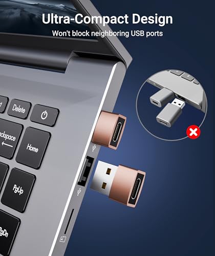 Image of Syntech USB C Female to USB A Male Adapter 3 Pack, Type C Charger Cable Power Adapter Compatible with iPad Air 6, iPhone 15 /14 /13 /12 Pro Max, Apple Watch Series 9 /8, Samsung Galaxy S20 etc, Rose Gold