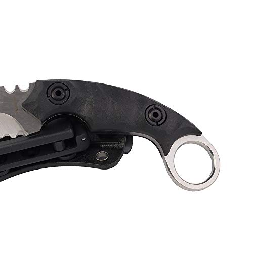 Image of MASALONG Outdoor Survival claw Tactical teeth Knife Double edged sharp Fixed Blade Knife With Sheath (5CR Sand light Black handle)