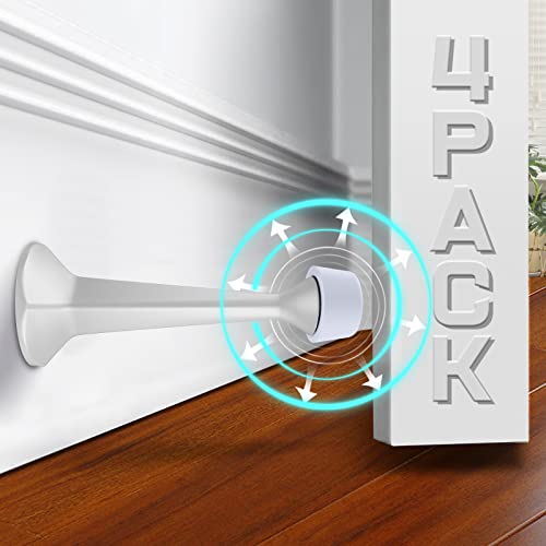 Door Stoppers For Bottom Of Door - 4 Pack Door Stops With Soft Rubber Tips Wall Protector Heavy Duty Solid Rigid Door Stoppers, White #TOP13