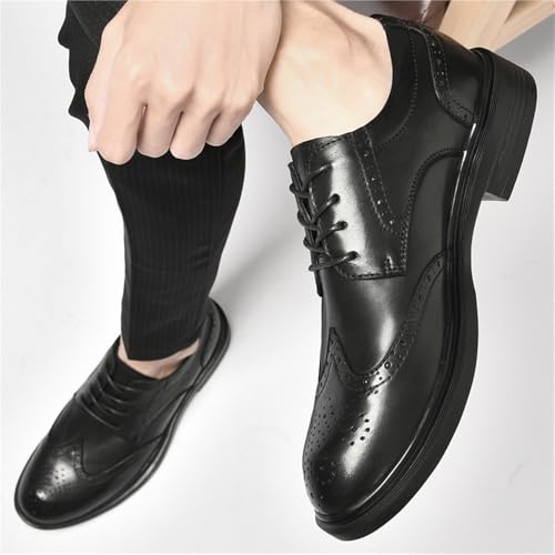 Mens Oxford Leather Lace Up Dress Shoes Formal Business Brogue Design Breathable Shoes3