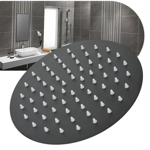 Pomme de douche circulaire en acier inoxydable noir, tête de douche de luxe noire, tête de douche à effet pluie, 20,3 cm, rond, haute pression, design ultra fin