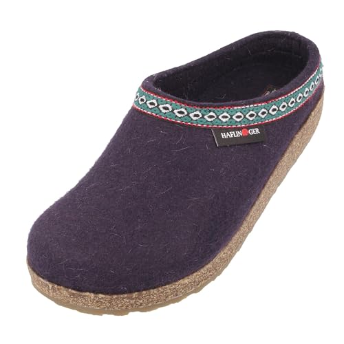 Image of HAFLINGER Unisex Grizzly Classic Wool Clogs, Eggplant, 42EU