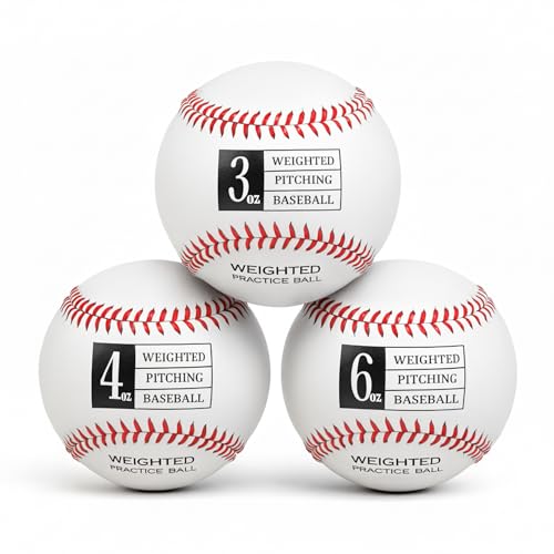 Thorza Lightweight Weighted Baseball Training Set 3oz 4oz & 6oz Practice Balls for Pitching Mechanics Throwing Accuracy & Velocity Training Set of 3