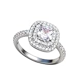 Metmejiao Fashion Ring Cushion Cut 4ct Zircon Diamonds Stone 925 Sterling Silver Engagement Wedding Band Ring for Women (10)