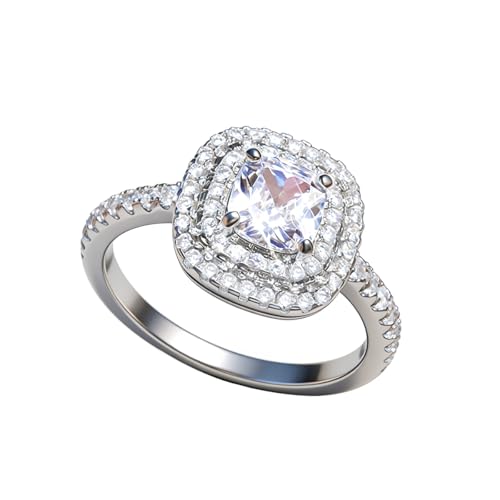 Metmejiao Fashion Ring Cushion Cut 4ct Zircon Diamonds Stone 925 Sterling Silver Engagement Wedding Band Ring for Women (10)