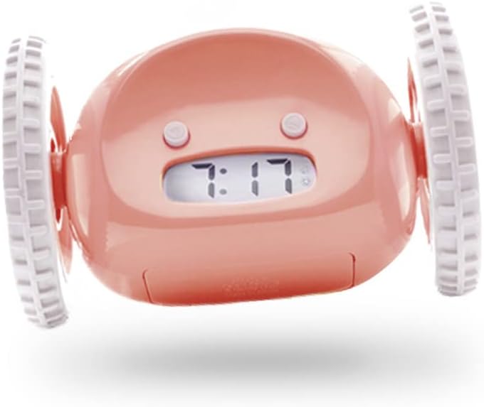 CLOCKY Alarm Clock on Wheels (Original) | Extra Loud for Heavy Sleeper (Adult or Kid Bed-Room Robot Clockie) Funny, Rolling, Run-away, Moving, Jumping (Black)