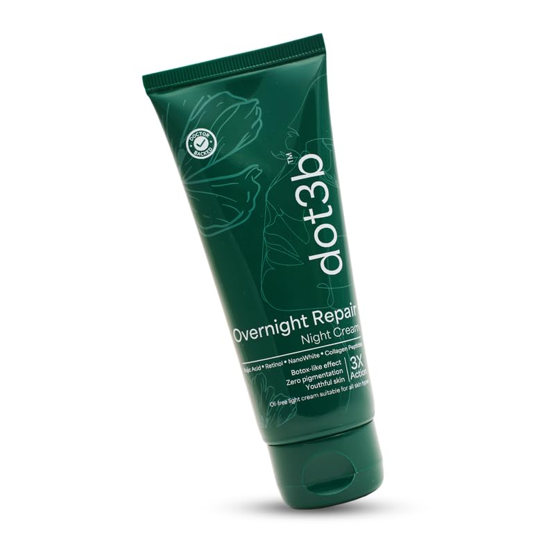 Image of Overnight Repair Night Cream | 0.1% Retinol | Repairs Wrinkles & Fine Lines | Fades Marks & Dark Spots | Safest Form Of Retinol, NanoWhite, Kojic Acid, Collagen Peptides | All Skin Types | Formulated With Dermatologists | 50g
