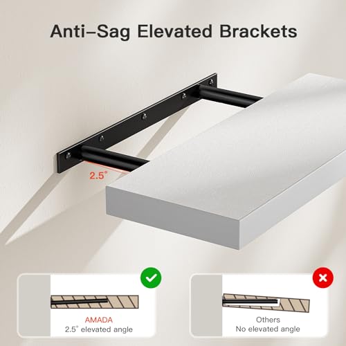 Amada Homefurnishing AMFS23WN Pine Wood Floating Shelves thumb #3