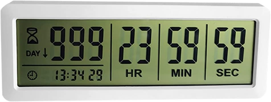 FCXJTU Digital Countdown Days Timer Clock - White Upgraded Big 999 Days ...