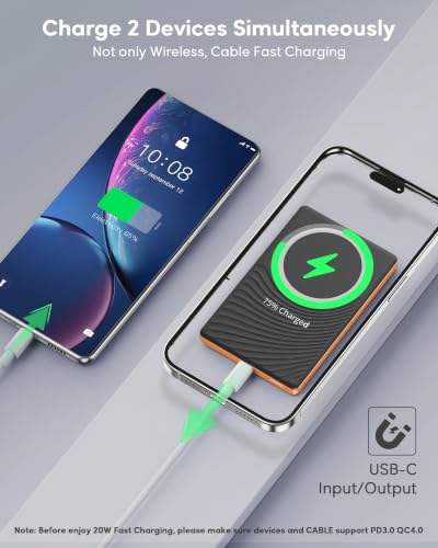 Image of for Magsafe Portable Charger, [0.38 inch Slim] 5000mAh Wireless Magnetic Power Bank with USB C Charging, Travel Essential Magsafe Battery Pack Compatible Charger for iPhone 17 /16 /15 /14 /13 /12 Series