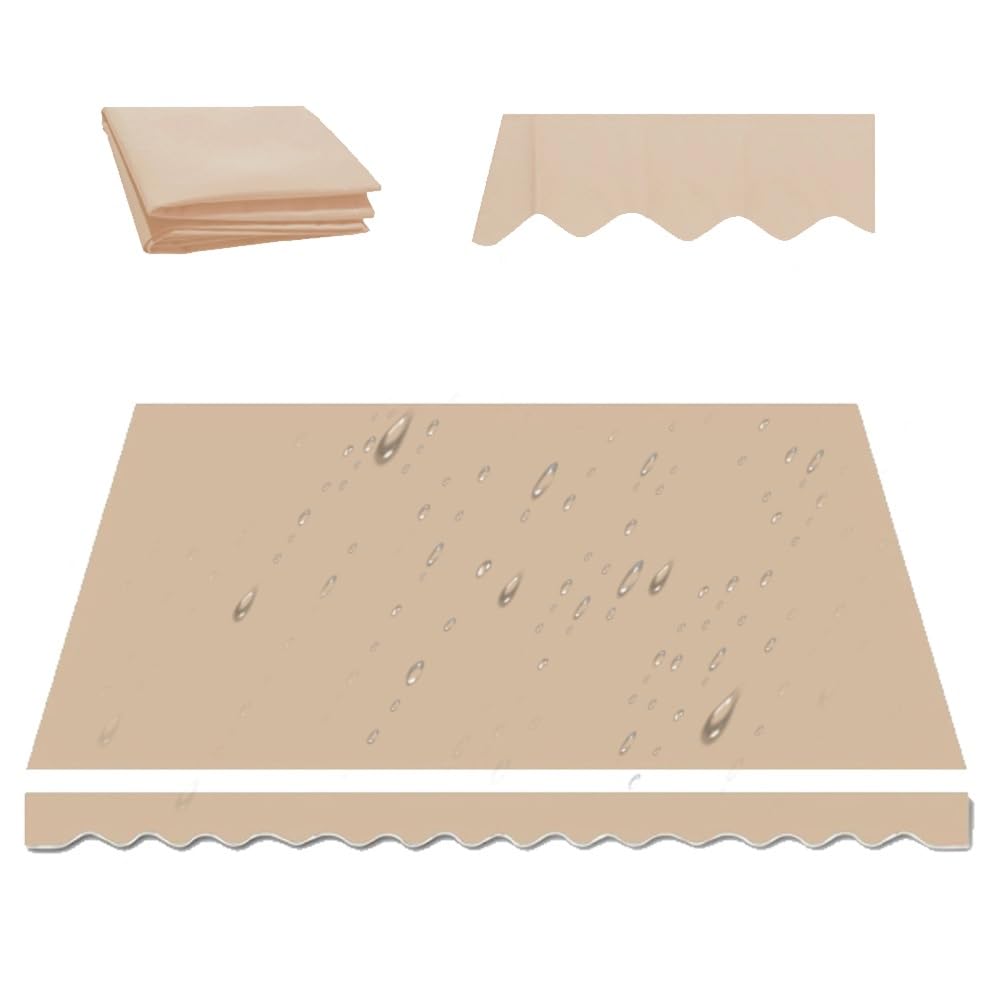 Zamiennik tkaniny markizy zewnętrznej 250 x 150 / 300 x 250 cm poliestrowy materiał przeciwsłoneczny na balkon i okna (khaki, 500 x 400 cm) - bez ramy w zestawie
