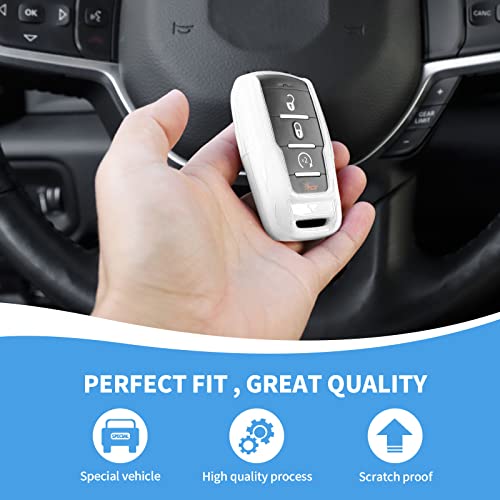 Image of RAZPOY for RAM Key Fob Cover, ABS Key Case Cover Holder Protector Compatible with for 2018-2023 Dodge RAM 1500 2500 3500, White