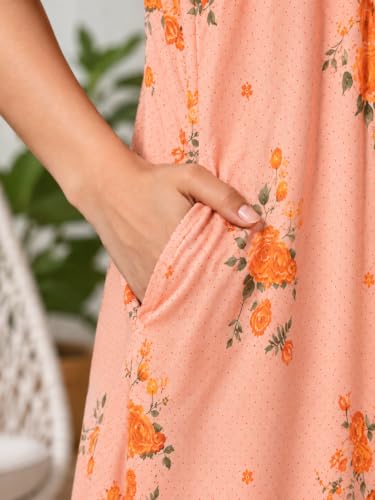Image of 9shines Label Stylish Cotton Blend Embroidered Maxi Nightdress for Women with Pocket| Full Length Nightwear| Premium Nightdress| Comfortable Nightwear(5256)