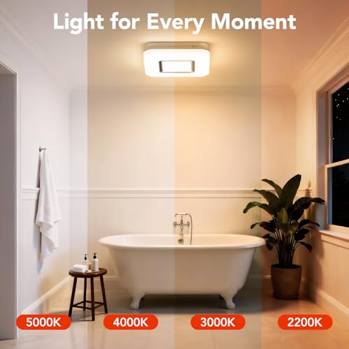 Image of OREiN 2-in-1 Bathroom Exhaust Fan with Light, 110 CFM Quiet Bathroom Vent Fan, 1500LM Ultra-Bright LED, 3CCT & Night Light, Room-Side Installation, ETL /FCC Listed, Fits 8.11 inch x 7.48 inch Ceiling Opening