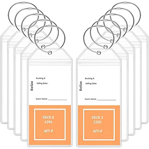 Cruise Luggage Tag Holder, 10 Pack Waterproof Suitcase Tags for Cruise, Clear Luggage Labels, Durable Travel Baggage Tags for All Cruise Line(19.2×8.9cm, with Steel Loop) Cover
