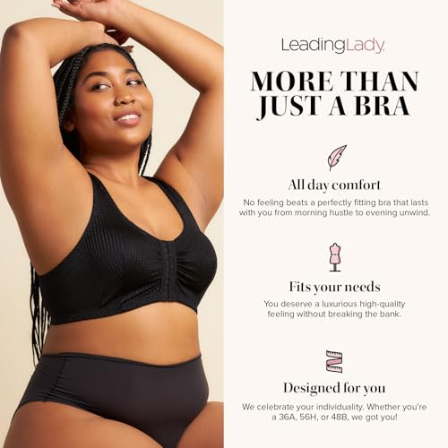 Leading Lady, The Marlene, Front-Closure Bra for Women, Wireless, Full Coverage, Wide Straps, Breathable, Unlined, Silky4
