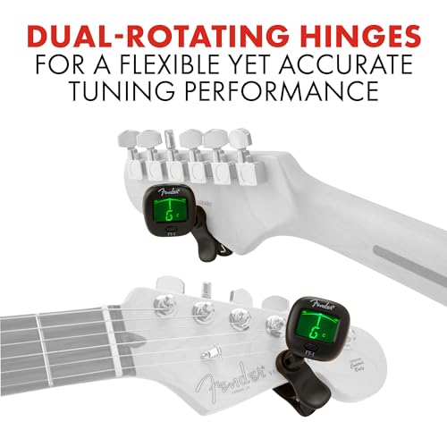 Image of Fender FT-1 Professional Guitar Tuner Clip On, with 1-Year Warranty, Full-Range Chromatic Guitar Tuner with Dual-Rotating Hinges, A4 Calibration