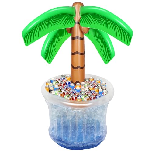 Zcaukya Inflatable Palm Tree Cooler, 60' Blow Up for Tropical Party, Hawaiian Supplies Pool...