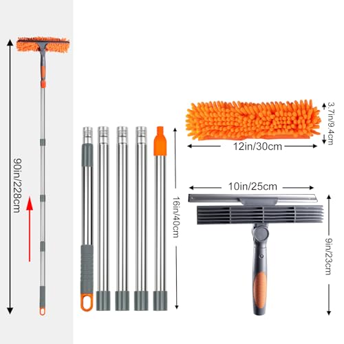 Image of BITOPE 90 inch Squeegee for Window Cleaning Cleaner Tool with Extension Pole 2 in 1 Rotatable Window Wash Tool for Home Shower Glass Car Windshield Outdoor Solar Panel