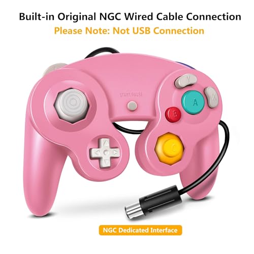 Image of FIOTOK Gamecube Controller, Classic Wired Controller for Wii Nintendo Gamecube (Pink)