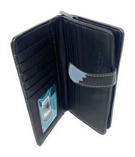 Shag Wear Fluffy Cat Large Animal Wallet For Women and Teen Girls Vegan Faux Leather Black 7"3