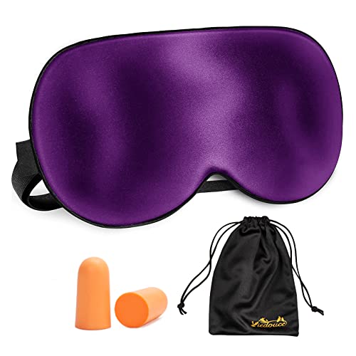Masque de Sommeil, Masque de Nuit Soie, 100% Soie Naturelle Occultant Ultra-Douce Masque de Voyage Masque de Yeux Sommeil,Masque pour Dormir Soie, Masque Nuit Sommeil Soie-Violet