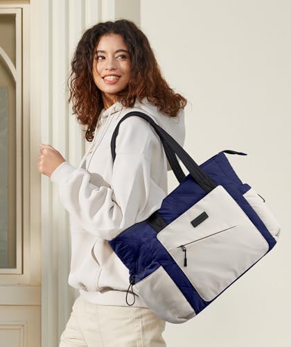 Image of LOVEVOOK Tote Bag for Women, puffer tote bag for Work Travel Nurse, Lightweight quilted Bags with Compartments