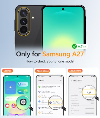 Image of FNTCASE for Galaxy A27 5G Phone Case: for Samsung A27 Cases [Fit for Magsafe] [Screen Protector] Military Grade Drop Protection, Translucent Matte Back, Slim Shockproof Protective Cover - Black