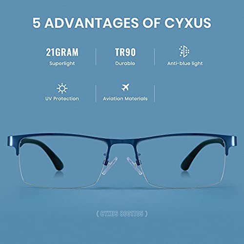 Image of Cyxus Blue Light Blocking Glasses for Men Woman Semi Rim Computer Gaming Office Study Eyeglasses with UV Protection 5 Pack 8001T05