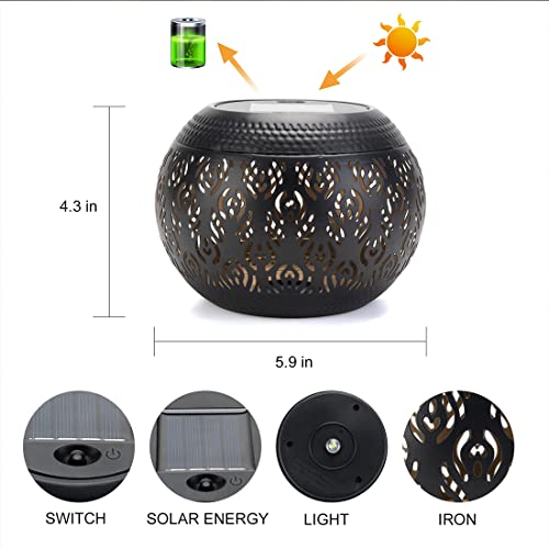Solar Table Lanterns Outdoor Waterproof - Led Lamp Black Peacock Feather Metal Tabletop Light Solar Powered Decorative Lantern For Indoor Desk Bedroom Patio Garden Pathway Yard (1 Pack) #TOP2