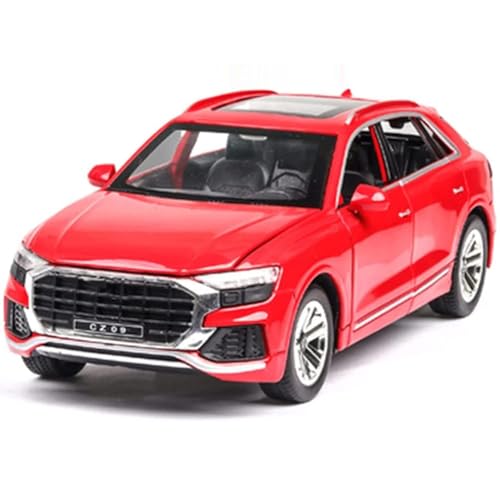 Image of New 1:32 Q8 Diecast Alloy Metal Pull Back Car with Openable Doors Music Sound and Light Vehicle Toy Car for Kids Boys (Red)
