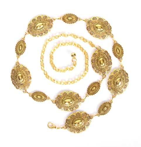 Western-Concho-Belt-Women Cowgirl-Gold-Chain-Belts for Dresses Jeans Country Concert Outfit3