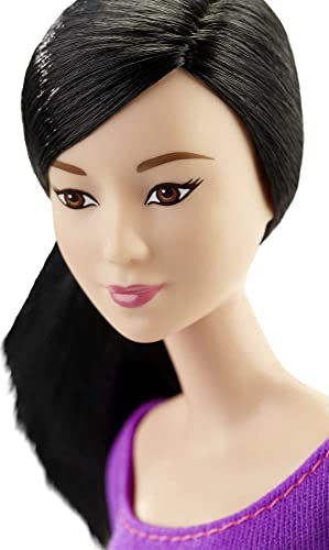 Barbie Made To Move Posable Doll In Purple Color-Blocked Top And Yoga Leggings, Flexible With Black Hair #TOP4