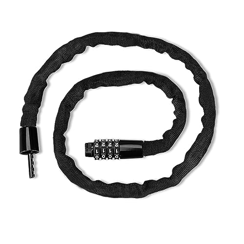 LUNZMA Chain Lock Bike Lock, Bicycle Lock, Anti-Theft, Total Length 37.4 - 1.2 inches (95 ± 3 cm), Compact, Lightweight, Durable, Black (Diameter 0.2 inches (4 mm)