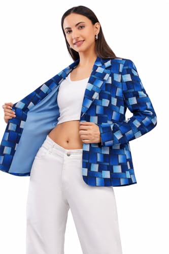 SaintX Women's Premium Denim Textured 4-Way Stretchable Casual Bl...