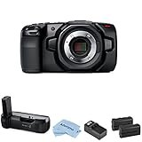 Blackmagic Design Pocket Cinema Camera 4K, Bundle, Battery Grip - Holds 2 L-Series Batteries, 2 Extra Batteries, Smart Charger, for Professional Digital Video Recording (7 Items)