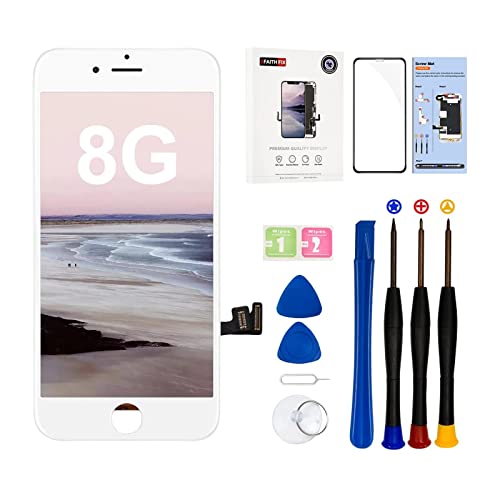 EFaith Ecran pour iPhone 8/SE 2020 de Rechange LCD 4,7" Full HD Écran Tactile Vitre Digitizer avec Outils de réparation + Film Protecteur d'écran, Modèles：A1863, A1905, A1906 - Blanc Cover